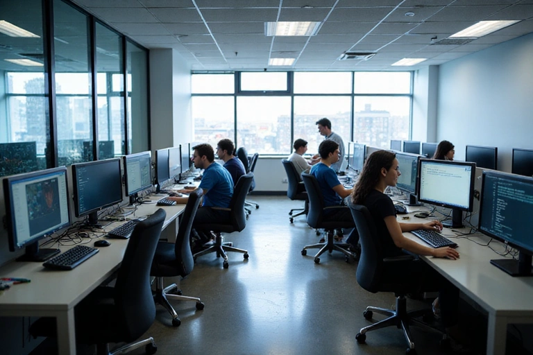 Lernbereich mit Computerarbeitsplätzen